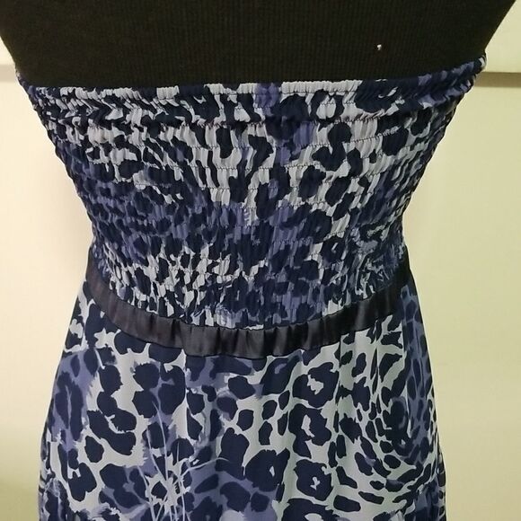 BCBG Blue Animal Print  Halter Back Dress size  Small - Picture 10 of 11